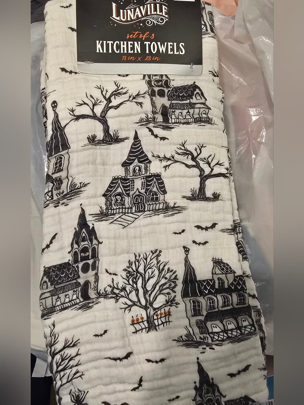 Envogue Lunaville Haunted Village Kitchen Towels - Set of 3
